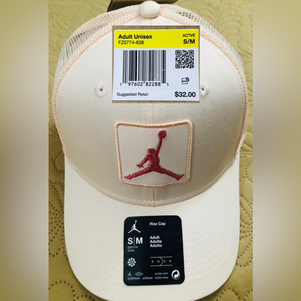 NEW..ADULT UNISEX S/M JORDAN RISE JUMPMAN STRUCTURED TRUCKER CAP (BLUSH PINK)